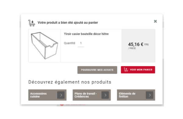 Boutique Gedimat : ajout d'un produit au panier