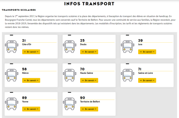 Site Bourgogne Franche Comté infos transport